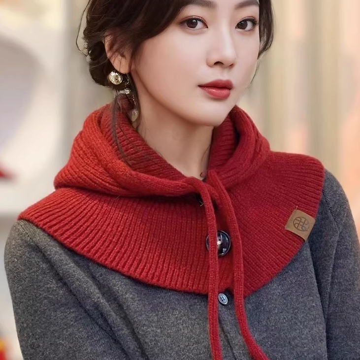 巴拉克拉法围脖一体羊毛针织帽女