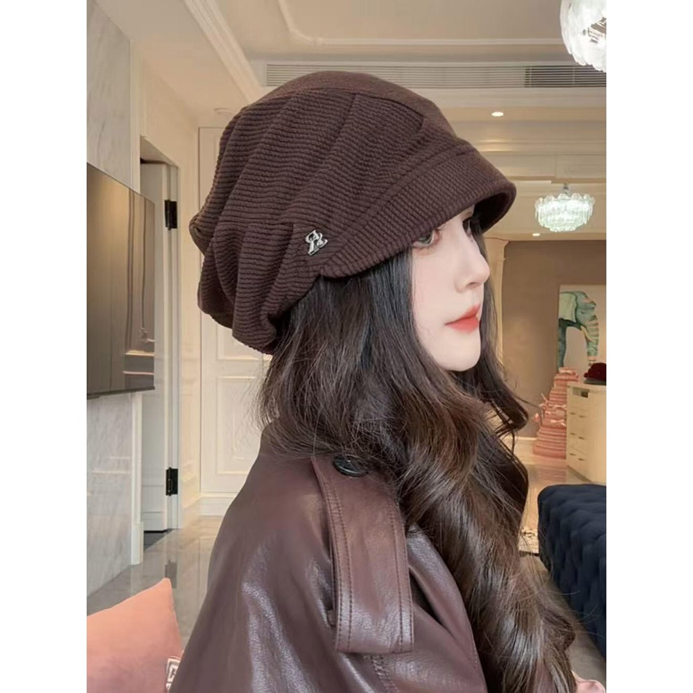 韩系小标灯芯绒堆堆帽秋冬户外