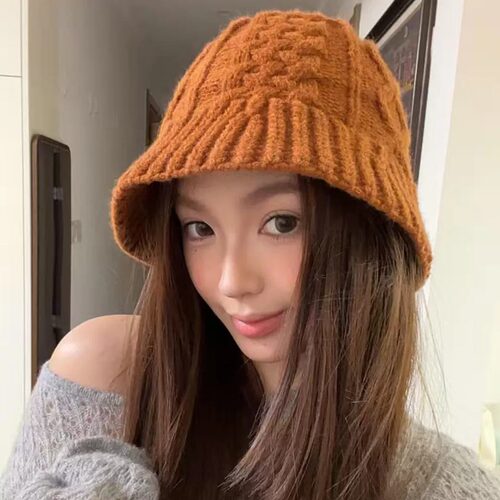 韩系大头围麻花针织渔夫帽显脸小