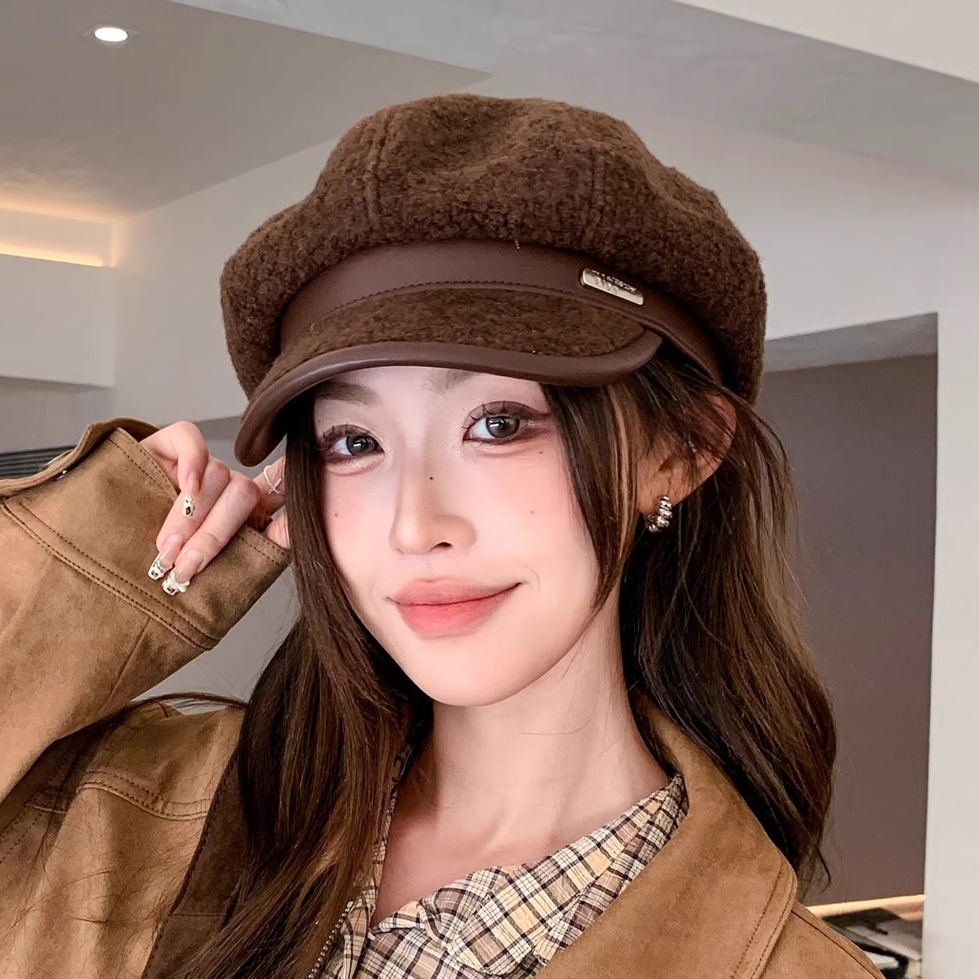 日系时尚八角帽子女秋冬百搭保暖