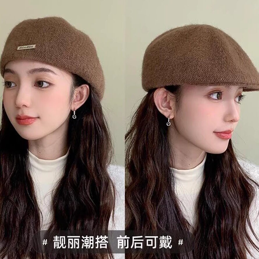 复古正反两戴立体贝雷帽保暖洋气
