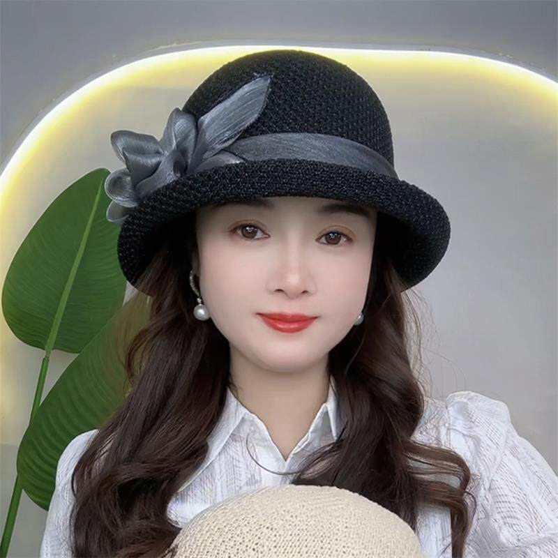 韩版圆顶立体花朵渔夫帽