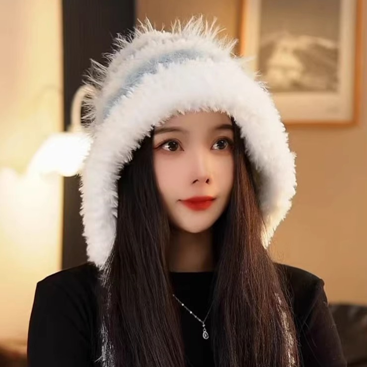 韩系毛绒针织帽保暖加厚护耳帽女