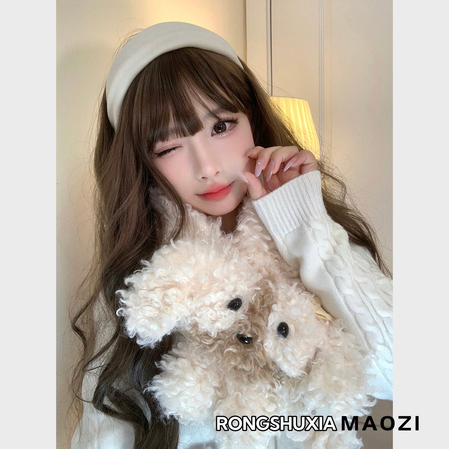 可爱丑萌小狗毛绒围巾保暖围脖女