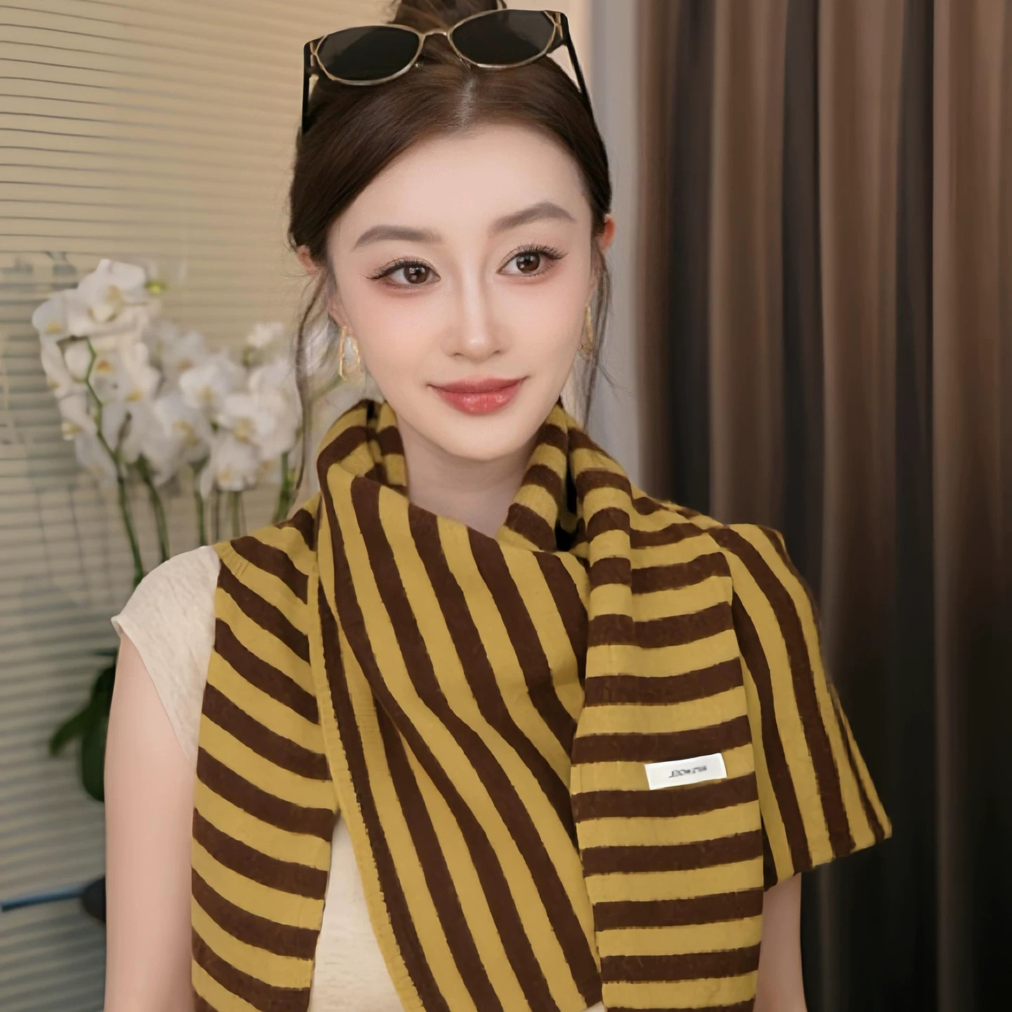 全羊毛条纹T型披肩护颈保暖外搭
