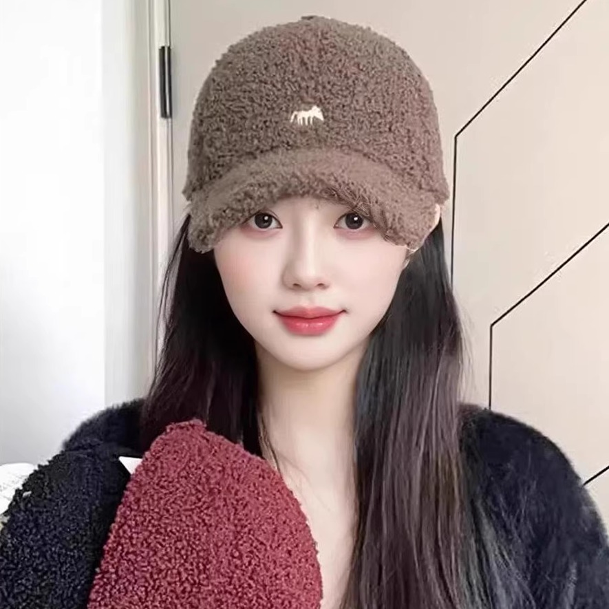 羊羔绒棒球帽女冬加厚保暖显脸小