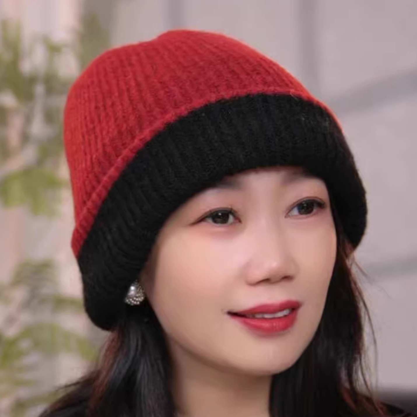 韩版双面戴针织帽保暖护耳毛线帽