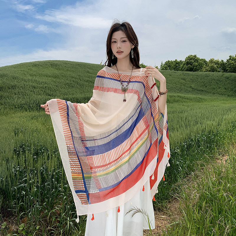 优雅民族风防晒披肩女夏季