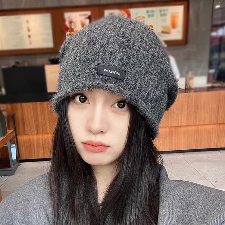 韩系纯色针织堆堆帽保暖护耳保暖