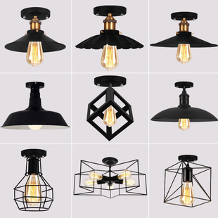 北欧风简约创意个性 衣帽间单头灯阳台过道玄关复古工业风小吸顶灯