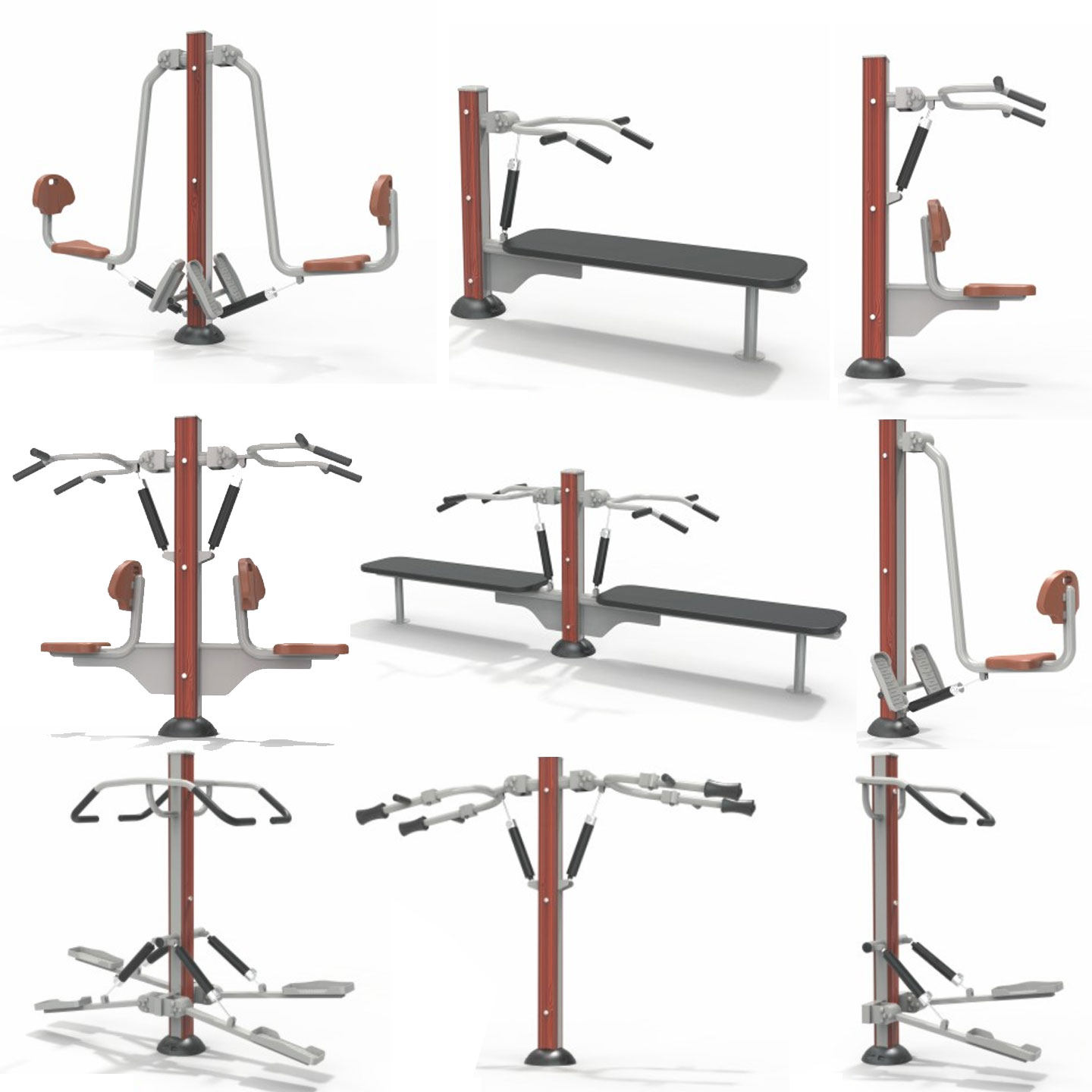 户外健身路径液压阻尼器材小区公园全身锻炼多功能力量训练器械