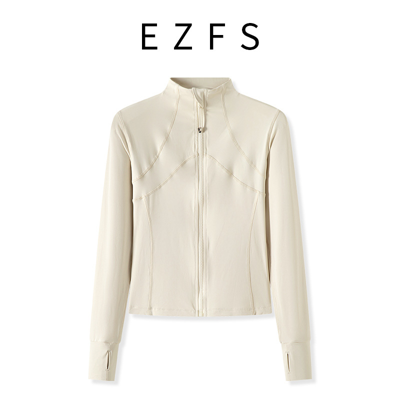 H536运动外套健身服女长袖上衣跑步服裸感瑜伽服立领瑜伽外套