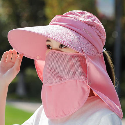 帽子女夏天防紫外线防晒遮脸太阳帽大沿百搭凉帽采茶骑车遮阳帽