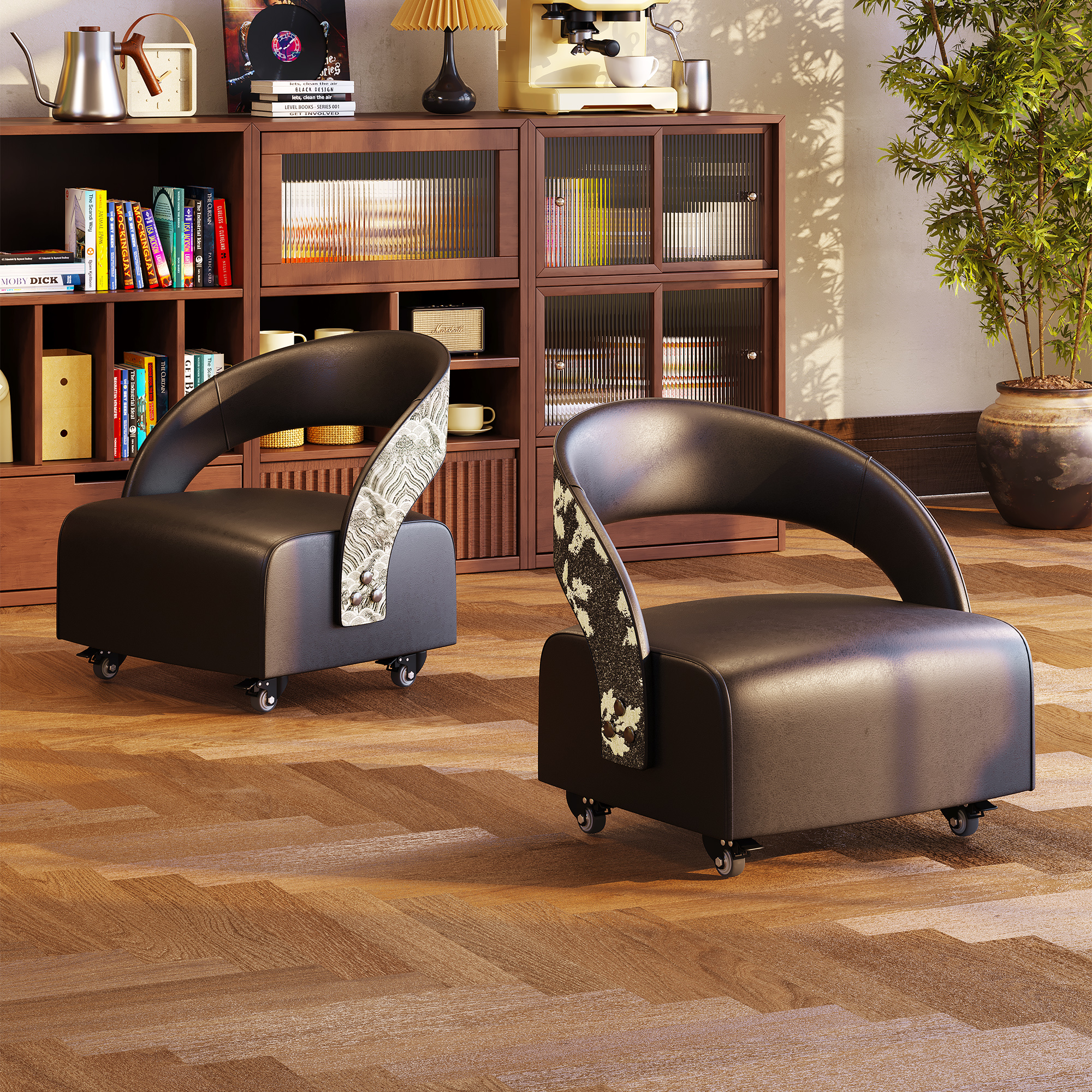 小凳子家用矮凳客厅板凳带轮子可移动沙发凳换鞋凳实木靠背小椅子