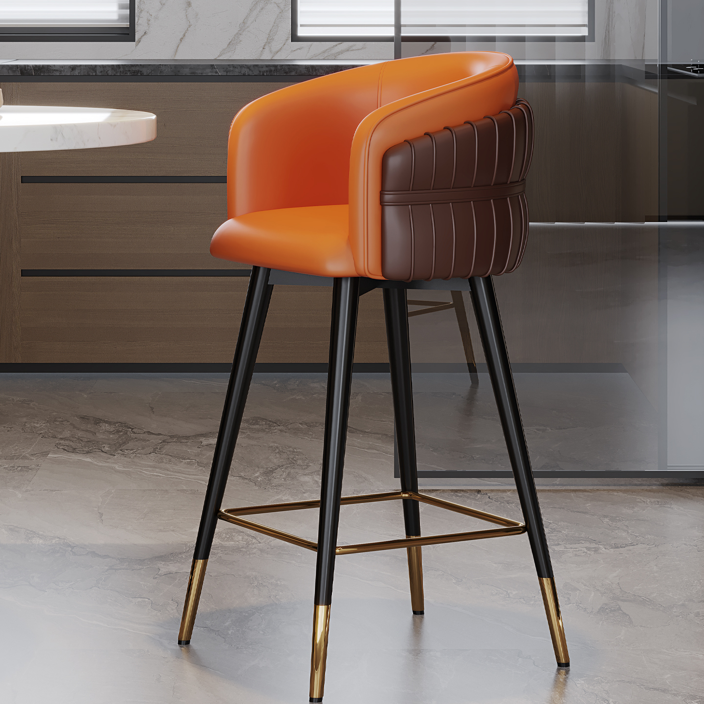 意式轻奢吧台椅高级感设计师吧椅家用岛台高脚凳超市前台酒吧椅子