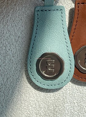 minitmute复古纯色钥匙扣水滴形挂饰LOGO真皮吊牌 韩国小众设计师