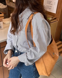 现货minitmute港风巴顿复古纯色单肩包鱼子酱纹理斜挎包 韩国小众