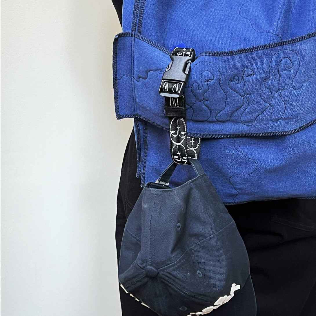 jaeyoononaka手工绘制黑色绑带多用卡扣可调节手环韩国小众设计师