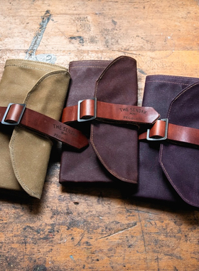 PEG&AWL限量版sendak卷笔袋防水帆布笔帘真皮黄铜扣美国小众设计