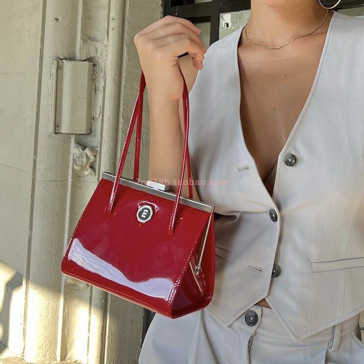 minitmute休闲复古纯色单肩腋下包方形手提小包包 韩国小众设计师