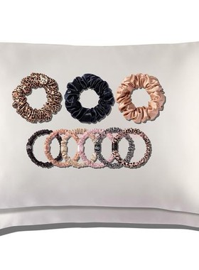 slip真丝套装新色大小发圈+女王款白色枕套x2亲肤抗皱护发礼盒NEW