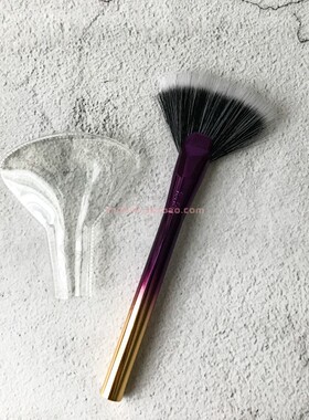 tarte扇形高光刷阴影修容刷具 专业化妆刷紫金色渐变刷杆带保护套