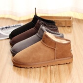 一脚蹬羊毛棉鞋 冬季 羊皮毛一体雪地靴男女低帮真皮防滑保暖面包鞋