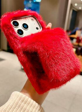 新年红色适用vivos21手机壳x9plus秋冬毛绒y300/x80/x50/nex3s情侣IQOOZ10x保护套neo9se软s7可爱s9防摔壳x27