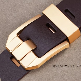 带耐用 商务休闲牛仔裤 皮带男真皮皮带新款 牛皮高档腰带针扣男士