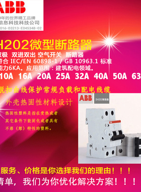 abb微型断路器空气开关SH202-C16-C20-C25-C32-C40-63A2P双进双出