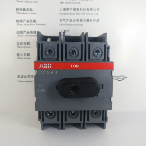 ABB 3P 隔离开关OT125F3 三级 底单及DIN导轨安装 125A