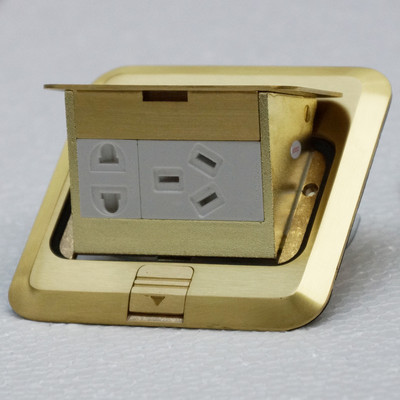 ABB地插地面插座新款阻尼慢起铜五孔AU525D赠送底盒abb地插