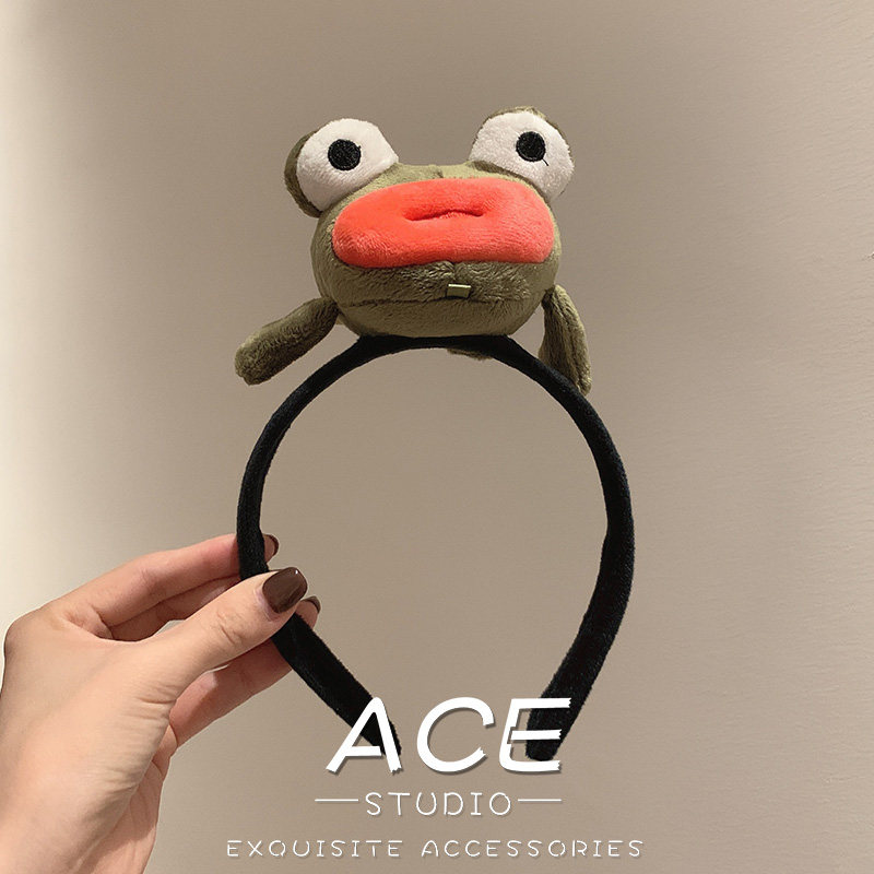 可爱红唇青蛙发箍女秋冬毛绒搞怪夸张大嘴巴头箍洗脸化妆压发发卡