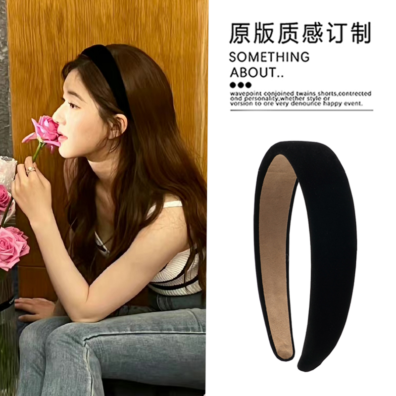 黑色丝绒发箍复古港风高级感头箍