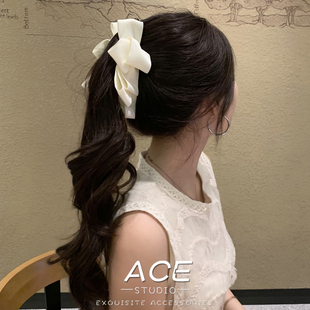 原创设计蝴蝶结香蕉夹甜美简约百搭高马尾后脑勺发夹竖夹2026新款