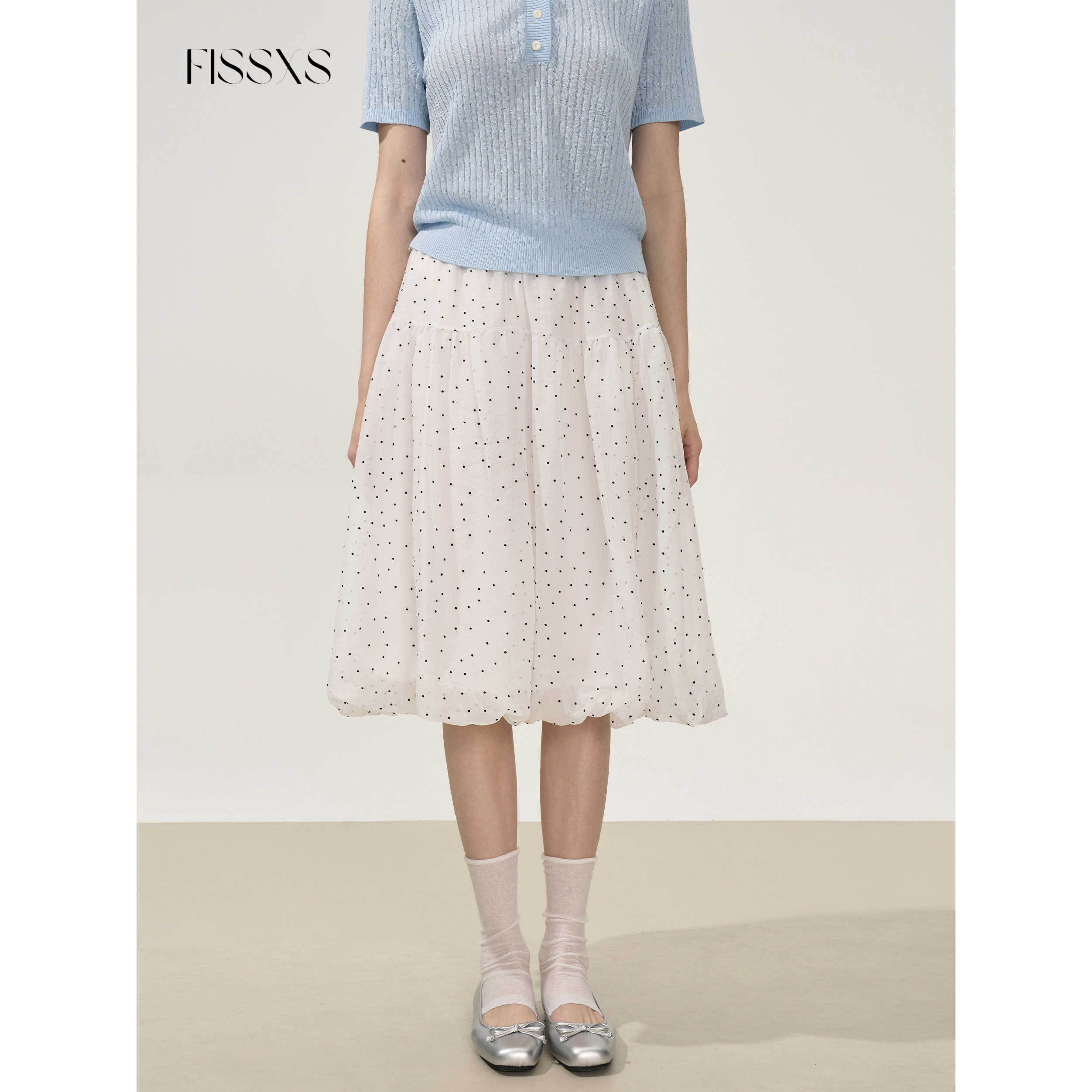 FISSXS 夏季新款波点花苞半裙松紧百搭甜美裙子女