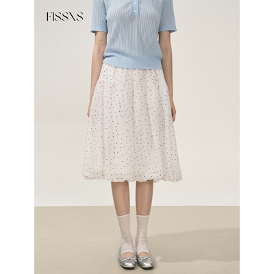 FISSXS 夏季新款波点花苞半裙松紧百搭甜美裙子女