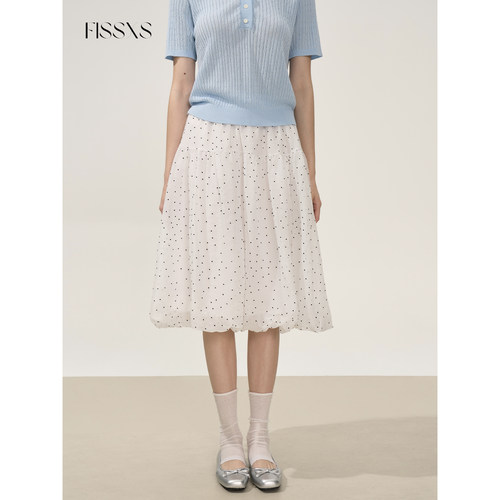 FISSXS 夏季新款波点花苞半裙松紧百搭甜美裙子女