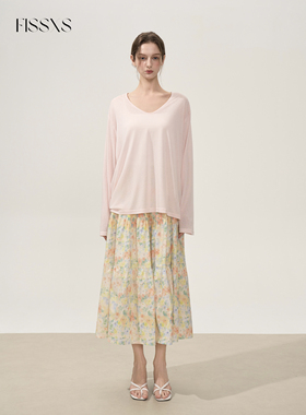 FISSXS 夏季薄款透气V领长袖休慵懒防晒罩衫女