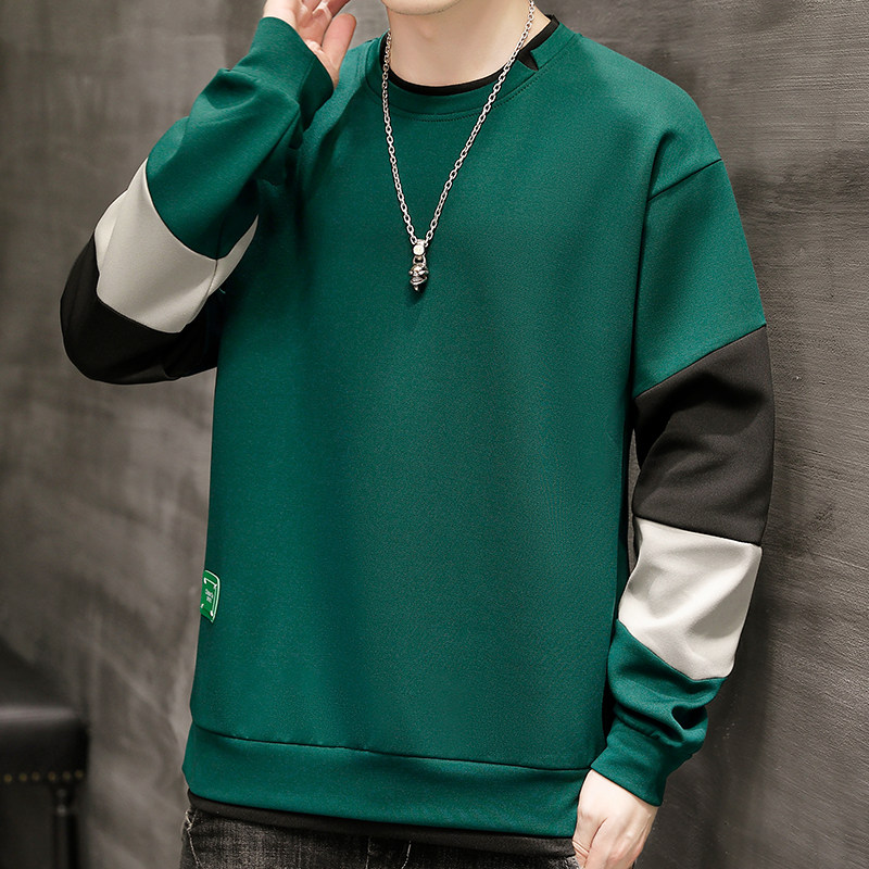 秋季新款开叉假两件大码卫衣青少年港风拼接舒适卫衣6696P35,男装卫衣,星座914