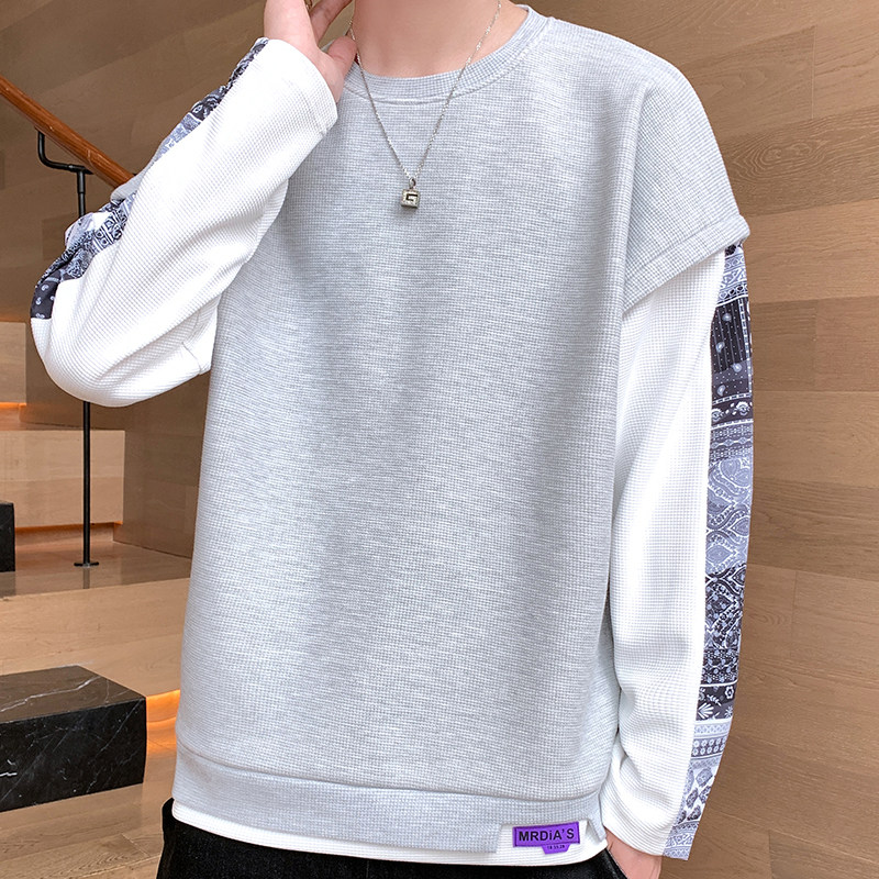 男款外贸大量备货M-5XL印花拼接假两件大码卫衣Y6728P32,男装卫衣,星座914