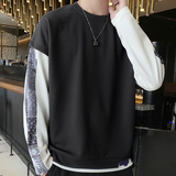 男款外贸大量备货M-5XL印花拼接假两件大码卫衣Y6728P32，男装卫衣，星座914