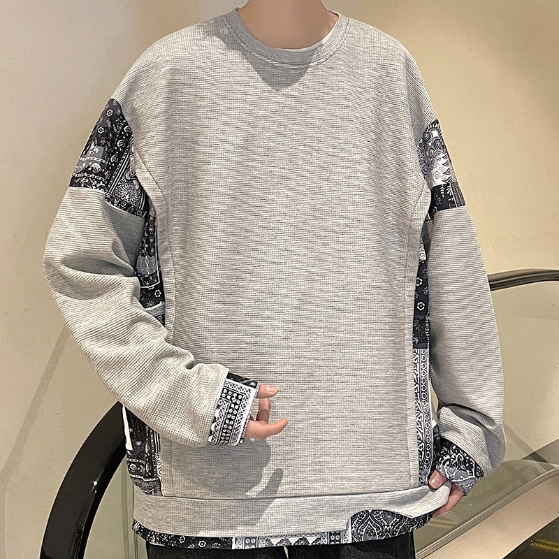 主推大码卫衣！拼接刺绣卫衣男港风休闲百搭上衣Y6727P32,男装卫衣,星座914