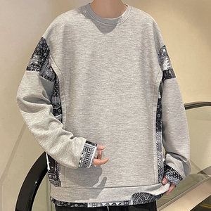 主推大码卫衣！拼接刺绣卫衣男港风休闲百搭上衣Y6727P32图片