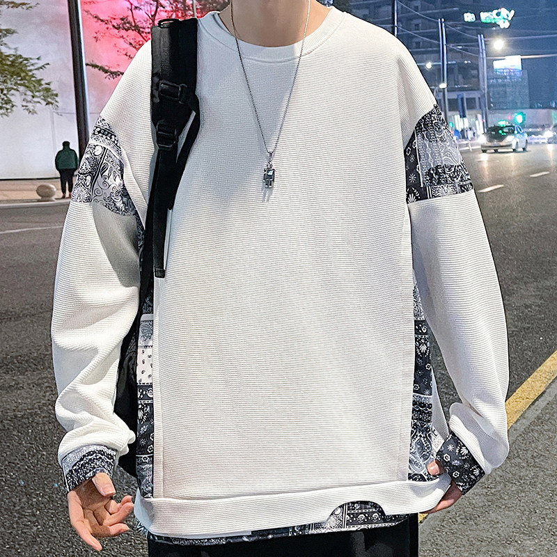 主推大码卫衣！拼接刺绣卫衣男港风休闲百搭上衣Y6727P32图片