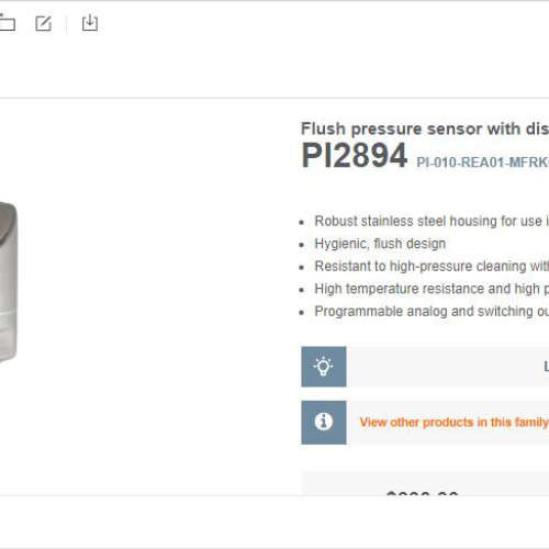 IFM 易福门 压力传感器PI2894  现货款到直发