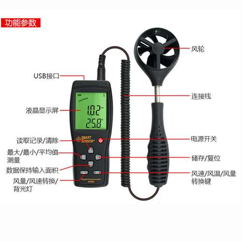 希玛风速风量计AS856手持风速仪在线风速风量风压测试仪管道风速