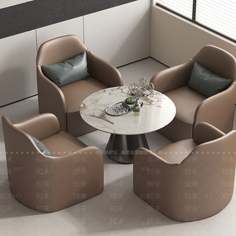 现代简约真皮沙发椅四人位岩板餐桌组合客厅轻奢洽谈椅皮艺椅意式,住宅家具,沙发椅,淘宝优惠券,粉丝福利购,淘宝优惠卷