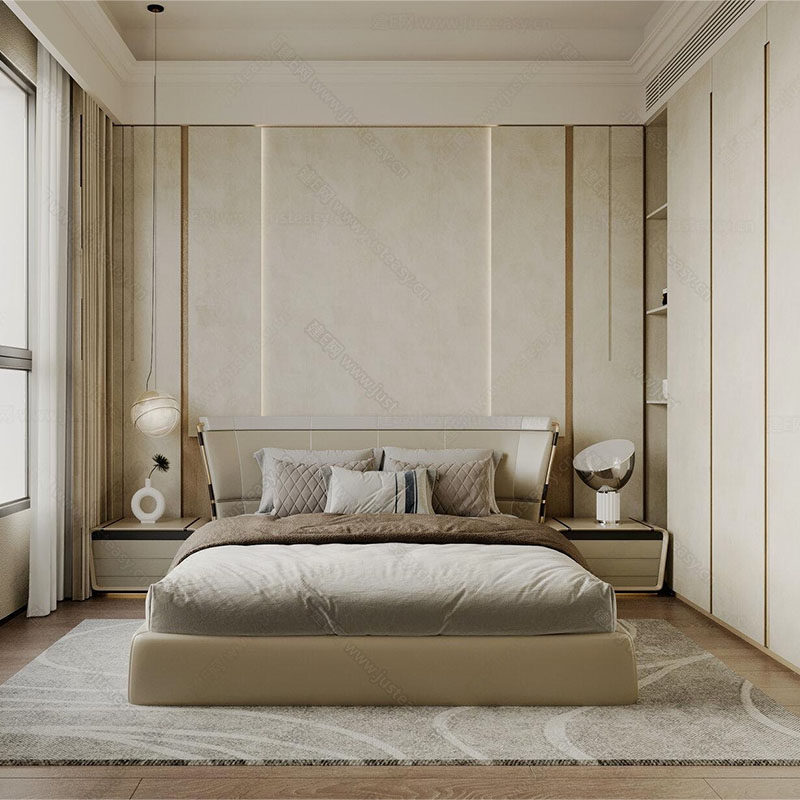 法式极简软包床真皮床双人床厚底松弛感卧室酒店泡芙床皮艺床1.8m,住宅家具,皮艺床,淘宝优惠券,粉丝福利购,淘宝优惠卷