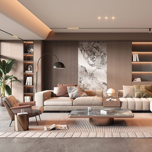 意式极简拼接沙发组合设计师款布艺沙发大平层会所沙发现代简约风